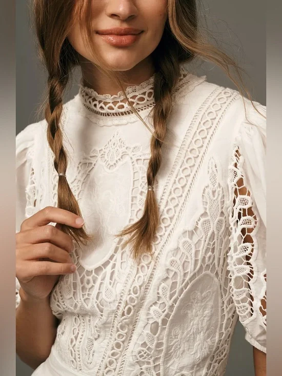 NEW | Forever That Girl Anthropologie Mock-Neck Lace Maxi Dress Sz: L Petite - Picture 13 of 14